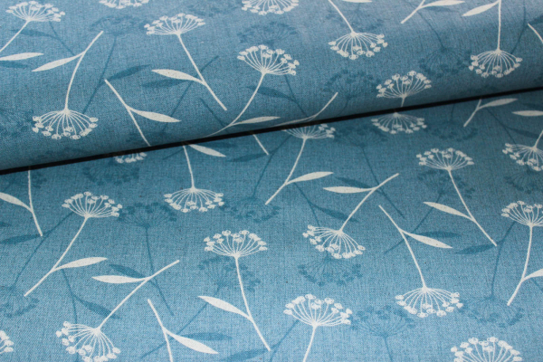 Baumwoll/ Leinenmischung Pusteblume jeansblau (10 cm)